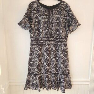 Focus by Shani Darden Black White Fit and Flare Cocktail Dress Women's 14
